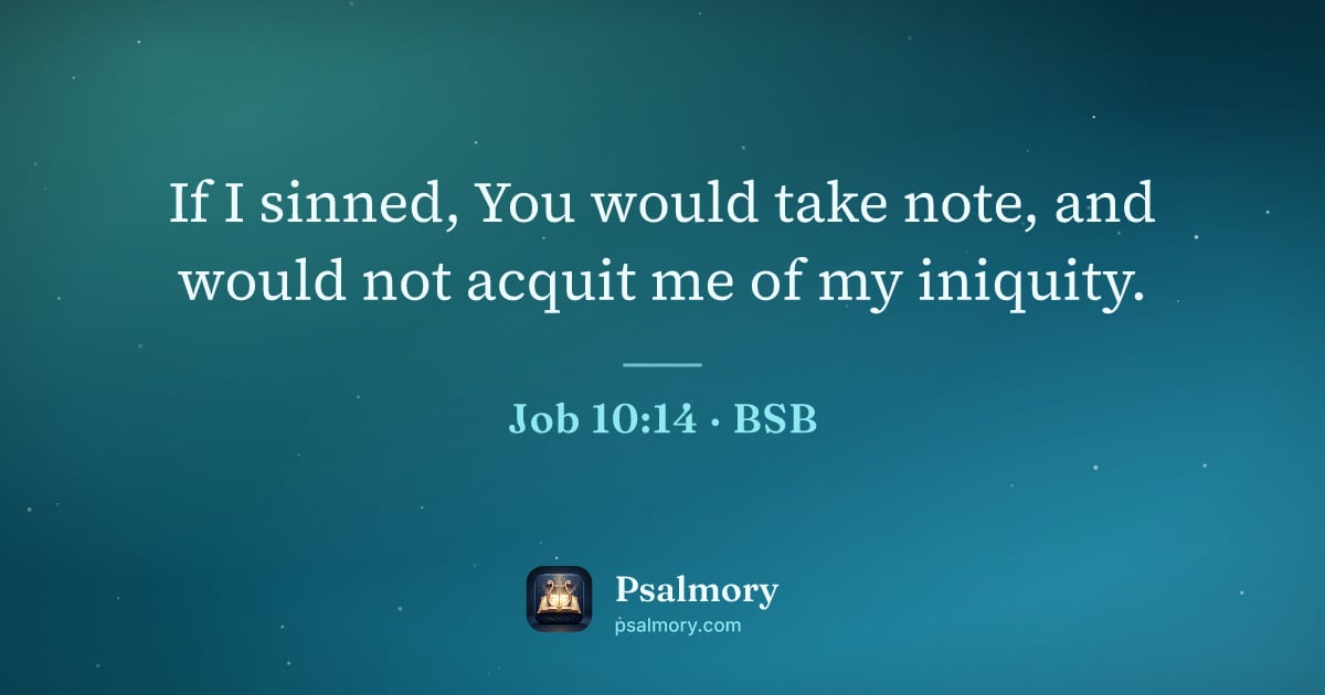 Job 10:14 verse artwork: If I sinned, You would take note, and would not acquit me of my iniquity.