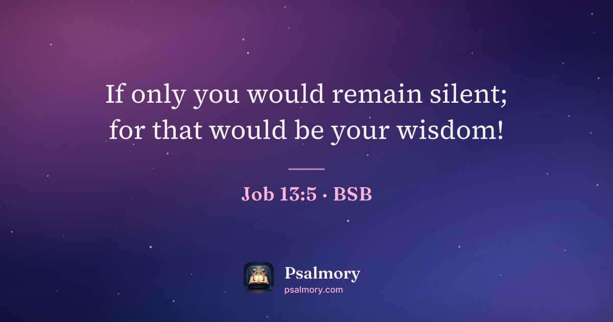 Job 13:5 verse artwork: If only you would remain silent; for that would be your wisdom!