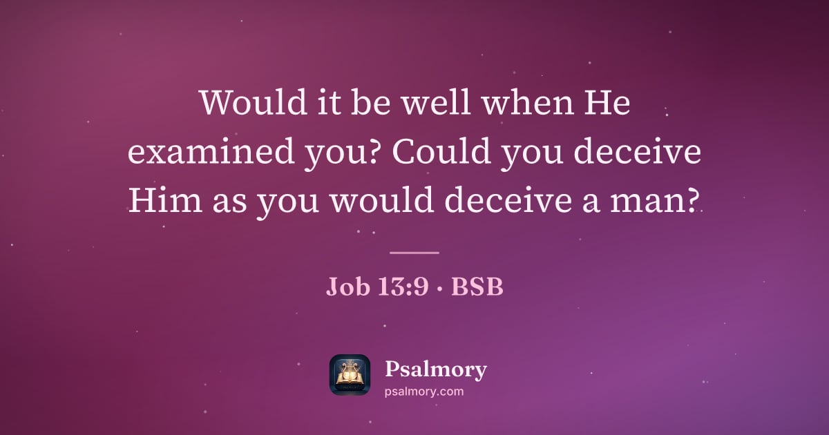Job 13:9 verse artwork: Would it be well when He examined you? Could you deceive Him as you would deceive a man?