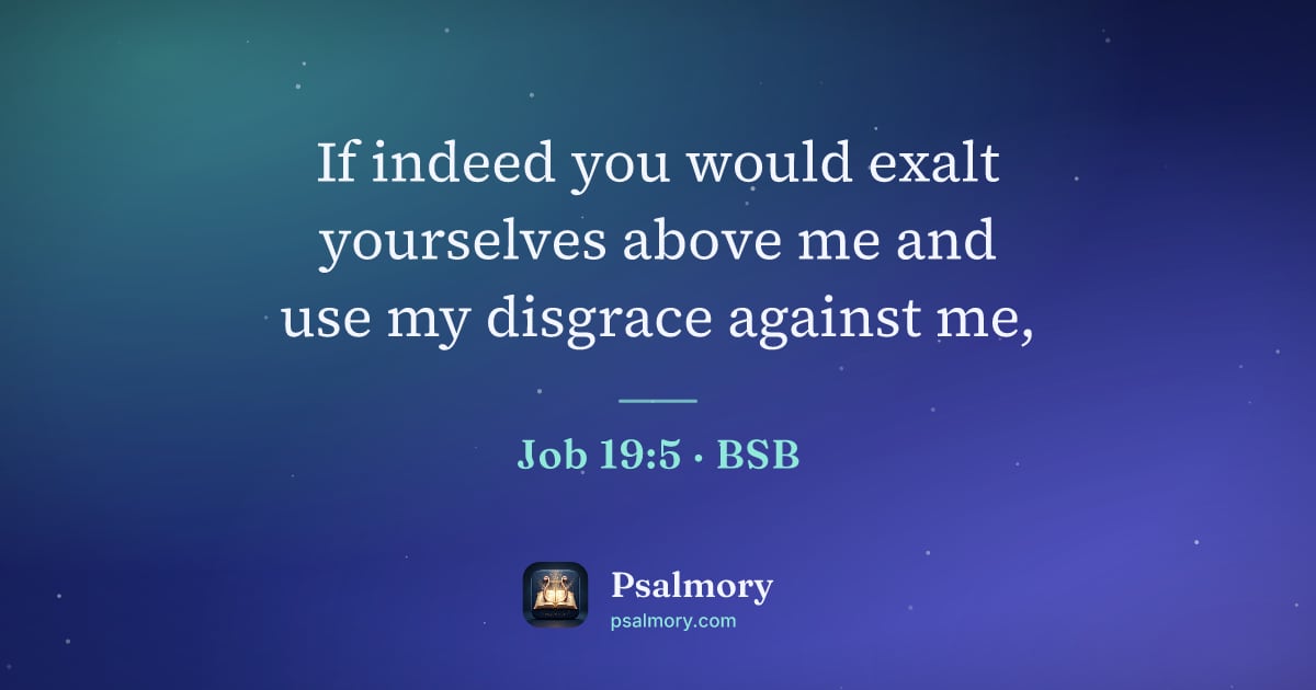 Job 19:5 verse artwork: If indeed you would exalt yourselves above me and use my disgrace against me,
