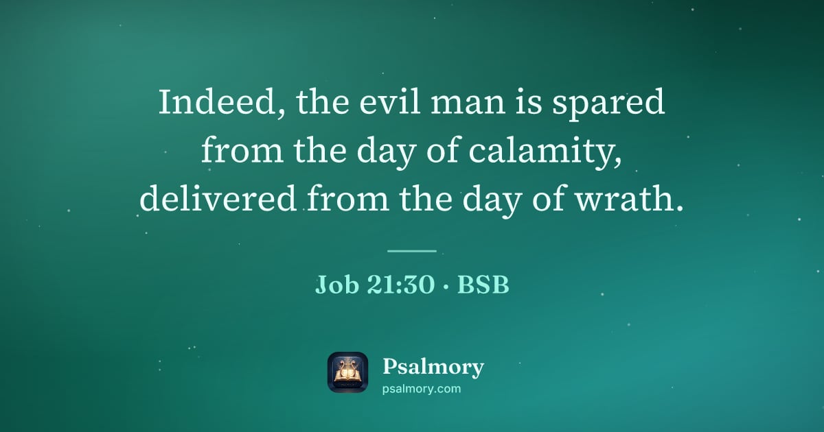 Job 21:30 verse artwork: Indeed, the evil man is spared from the day of calamity, delivered from the day of wrath.