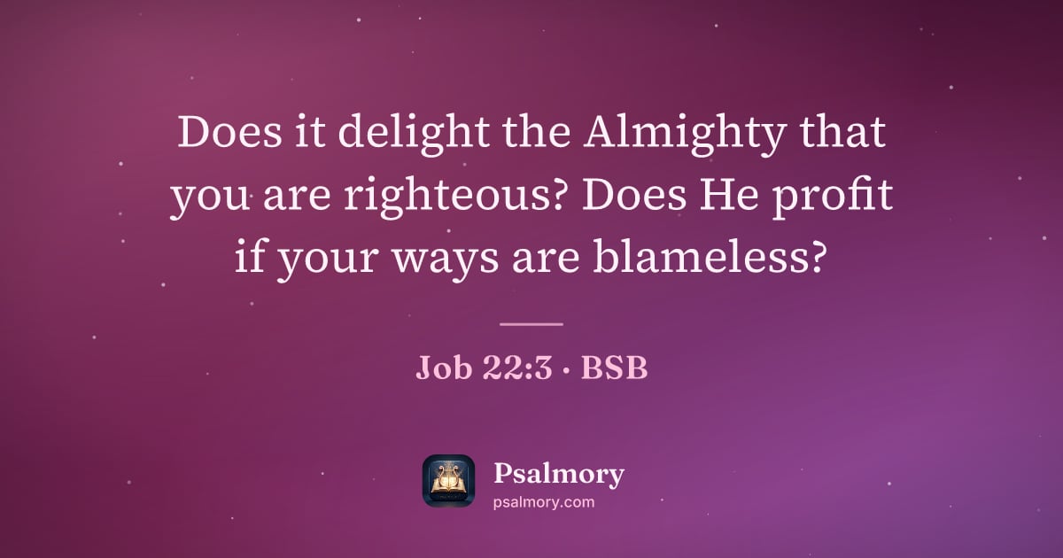 Job 22:3 verse artwork: Does it delight the Almighty that you are righteous? Does He profit if your ways are…