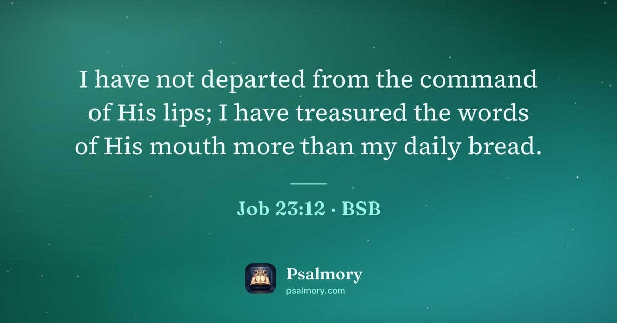 Job 23:12 verse artwork: I have not departed from the command of His lips; I have treasured the words of His…