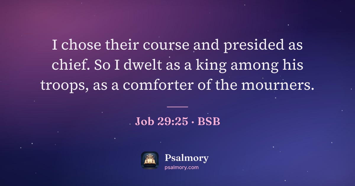 Job 29:25 verse artwork: I chose their course and presided as chief. So I dwelt as a king among his troops, as a…