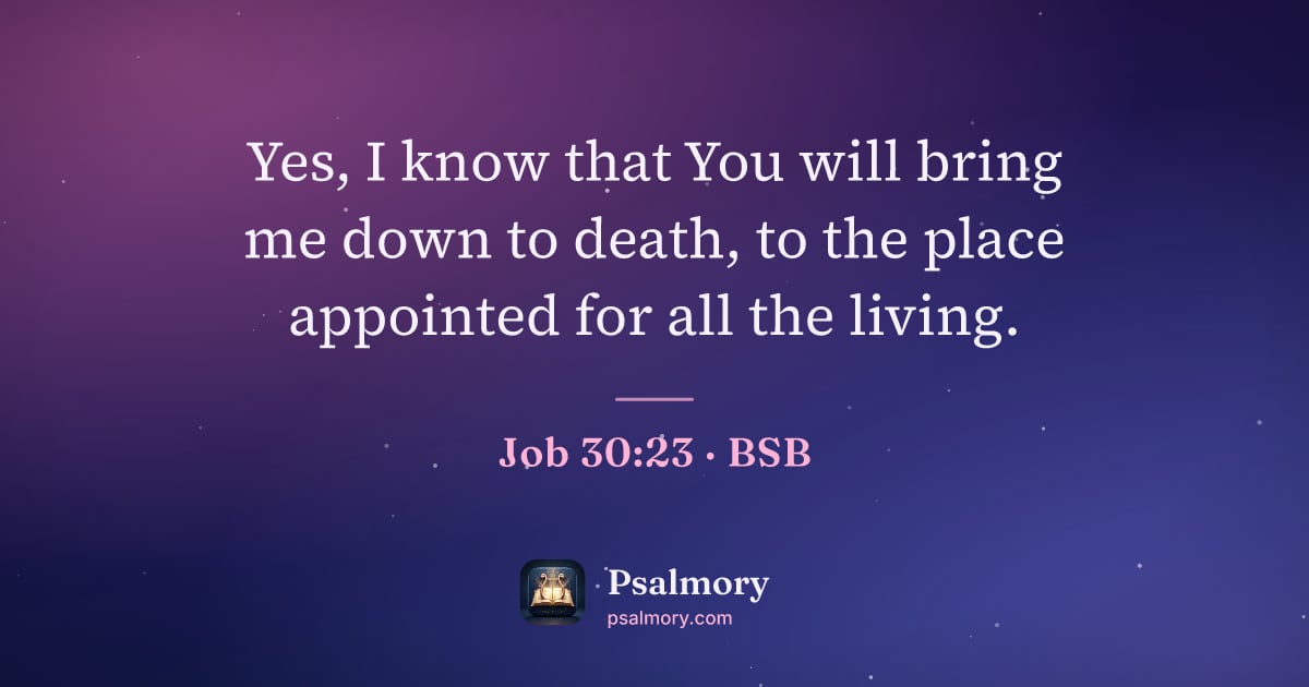 Job 30:23 verse artwork: Yes, I know that You will bring me down to death, to the place appointed for all the…