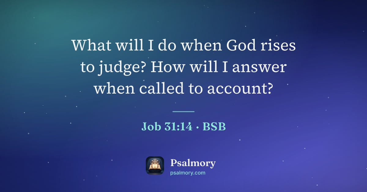 Job 31:14 verse artwork: What will I do when God rises to judge? How will I answer when called to account?