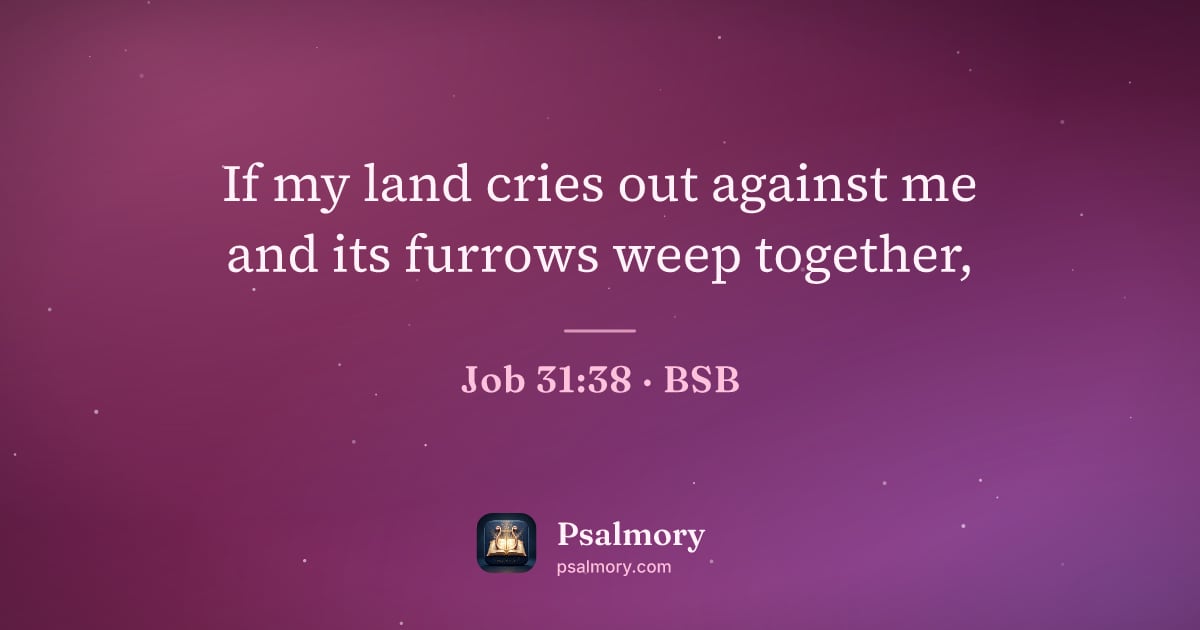 Job 31:38 verse artwork: If my land cries out against me and its furrows weep together,