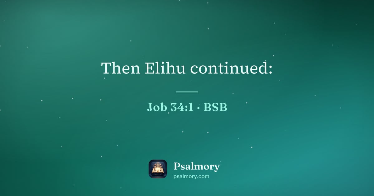 Job 34:1 verse artwork: Then Elihu continued:
