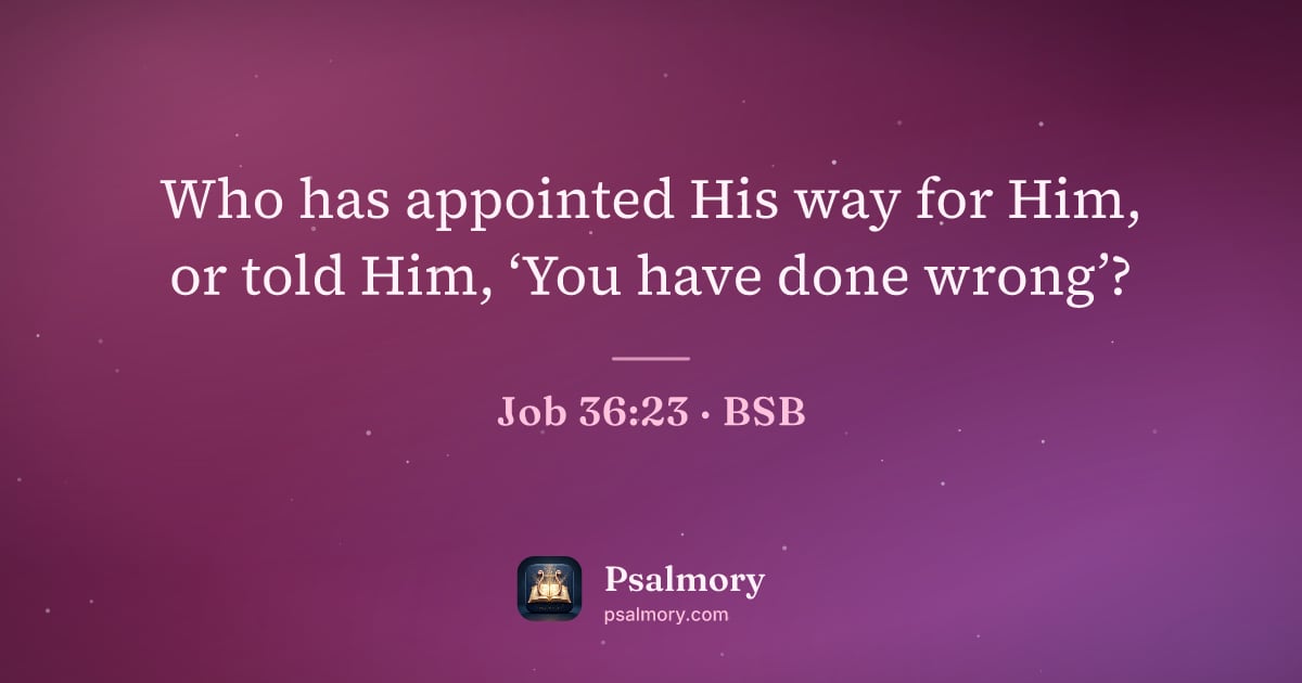 Job 36:23 verse artwork: Who has appointed His way for Him, or told Him, ‘You have done wrong’?