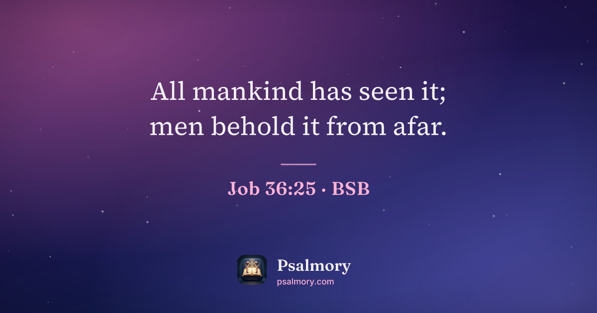 Job 36:25 verse artwork: All mankind has seen it; men behold it from afar.