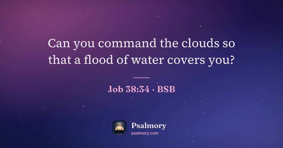 Job 38:34 verse artwork: Can you command the clouds so that a flood of water covers you?