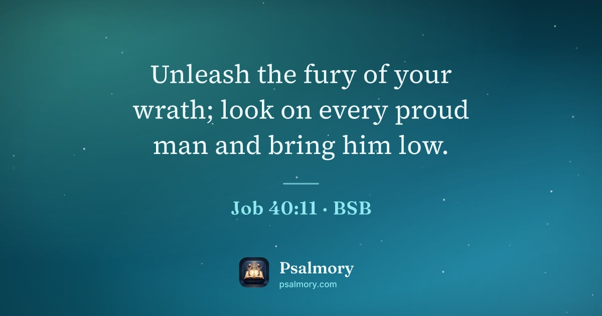 Job 40:11 verse artwork: Unleash the fury of your wrath; look on every proud man and bring him low.