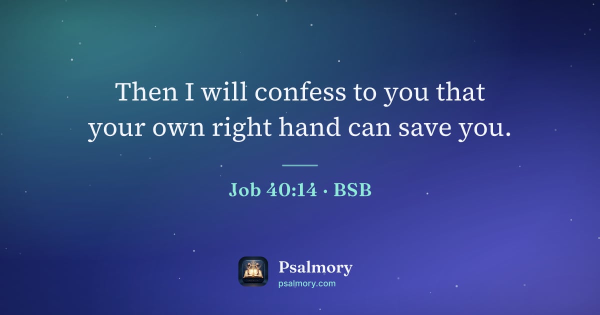 Job 40:14 verse artwork: Then I will confess to you that your own right hand can save you.