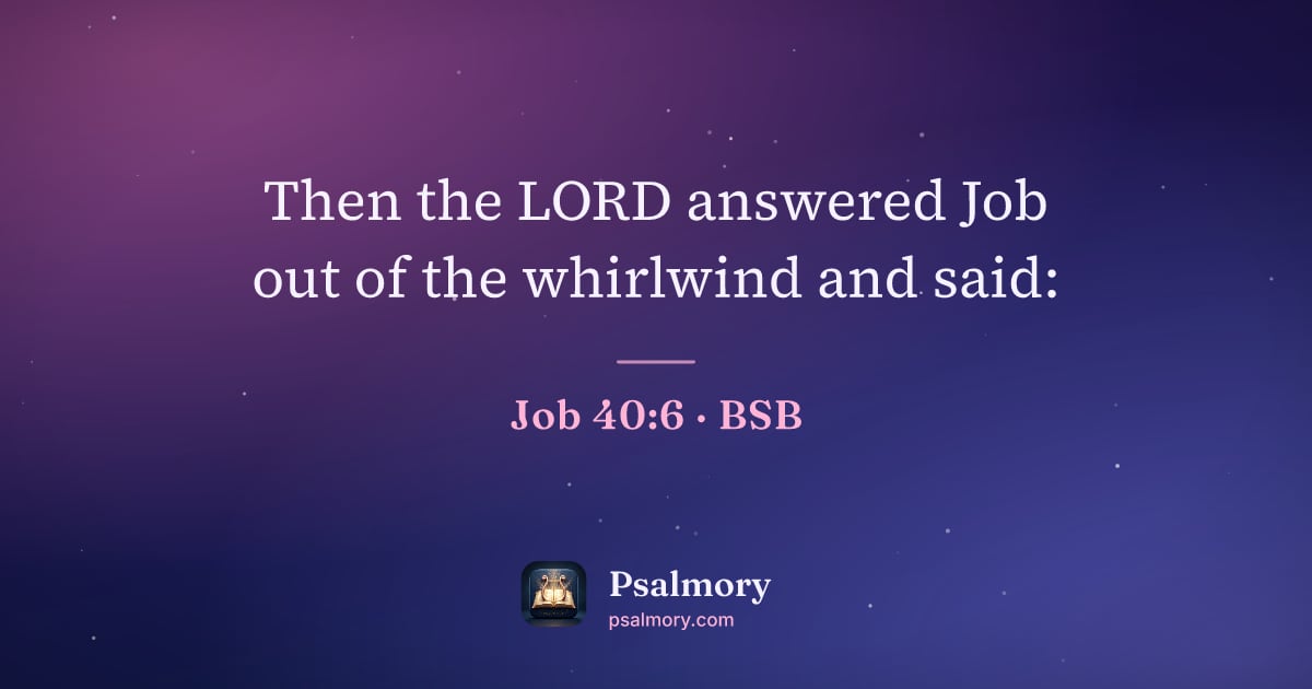 Job 40:6 verse artwork: Then the LORD answered Job out of the whirlwind and said: