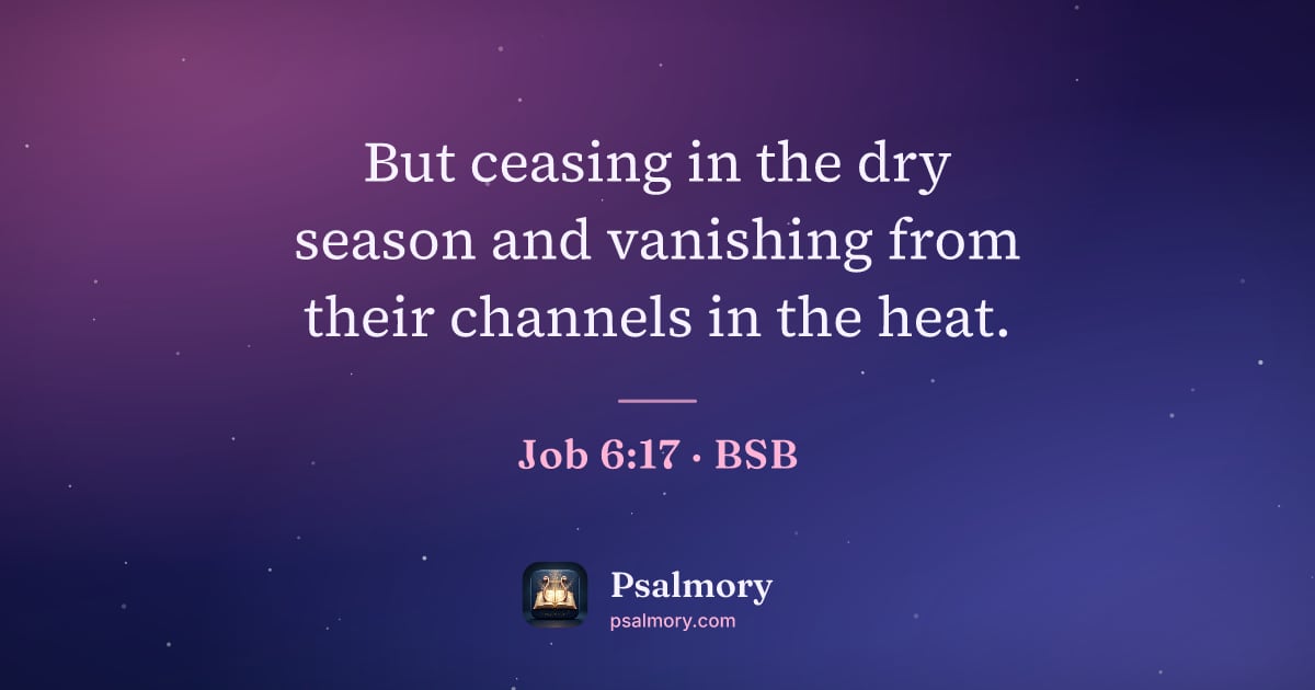 Job 6:17 verse artwork: But ceasing in the dry season and vanishing from their channels in the heat.