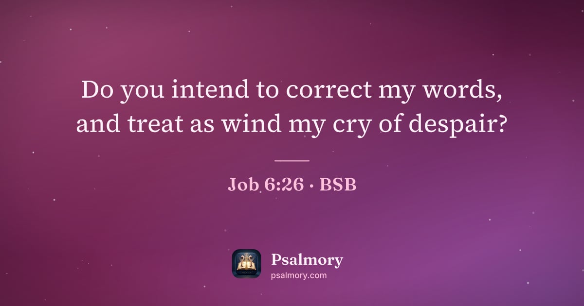 Job 6:26 verse artwork: Do you intend to correct my words, and treat as wind my cry of despair?