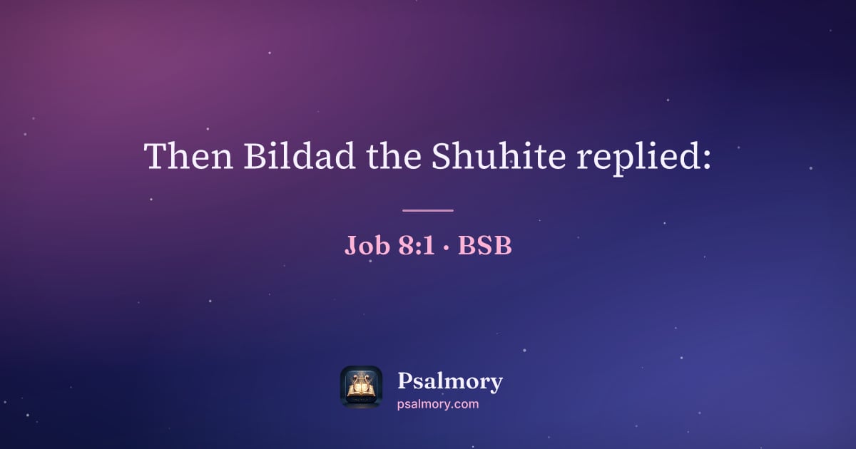 Job 8:1 verse artwork: Then Bildad the Shuhite replied: