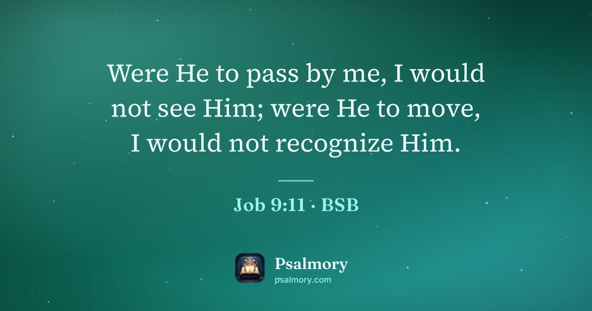 Job 9:11 verse artwork: Were He to pass by me, I would not see Him; were He to move, I would not recognize Him.