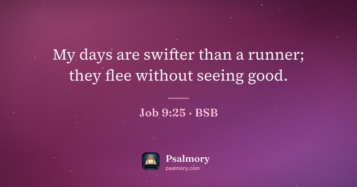 Job 9:25 verse artwork: My days are swifter than a runner; they flee without seeing good.