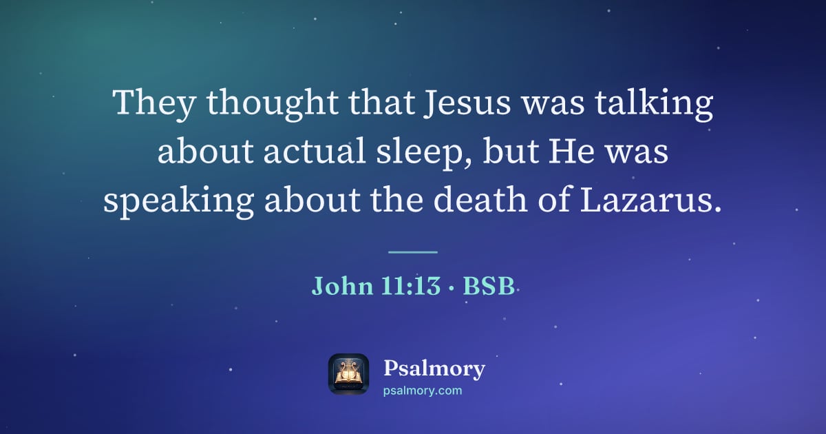 John 11:13 verse artwork: They thought that Jesus was talking about actual sleep, but He was speaking about the…