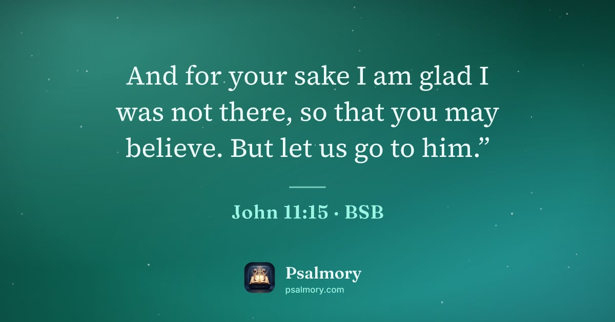 John 11:15 verse artwork: And for your sake I am glad I was not there, so that you may believe. But let us go to…