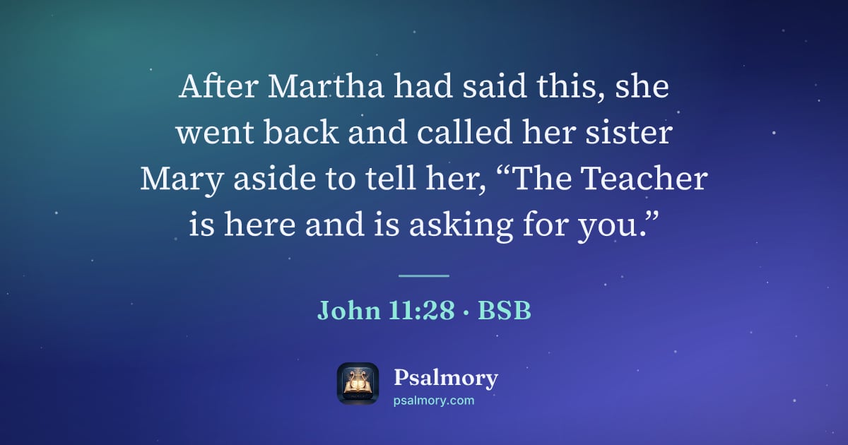 John 11:28 verse artwork: After Martha had said this, she went back and called her sister Mary aside to tell her,…