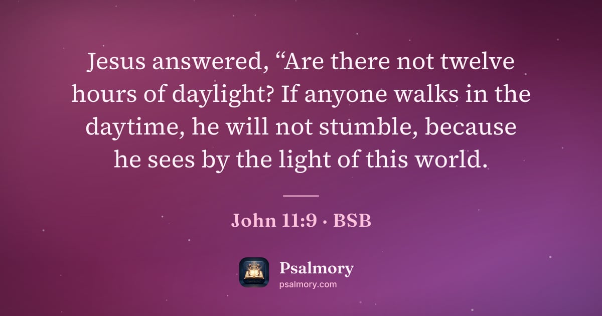 John 11:9 verse artwork: Jesus answered, “Are there not twelve hours of daylight? If anyone walks in the daytime,…