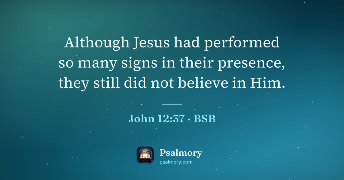John 12:37 verse artwork: Although Jesus had performed so many signs in their presence, they still did not believe…