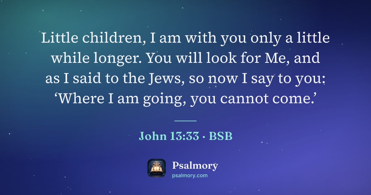 John 13:33 verse artwork: Little children, I am with you only a little while longer. You will look for Me, and as…