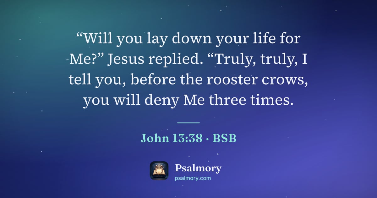 John 13:38 verse artwork: “Will you lay down your life for Me?” Jesus replied. “Truly, truly, I tell you, before…
