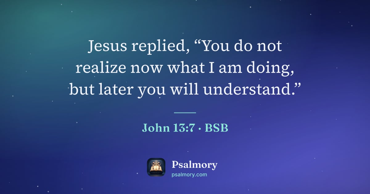 John 13:7 verse artwork: Jesus replied, “You do not realize now what I am doing, but later you will understand.”