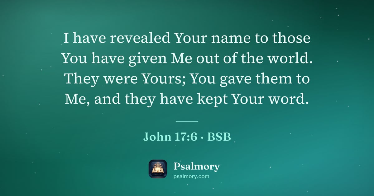 John 17:6 verse artwork: I have revealed Your name to those You have given Me out of the world. They were Yours;…
