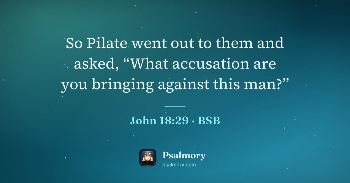 John 18:29 verse artwork: So Pilate went out to them and asked, “What accusation are you bringing against this man?”
