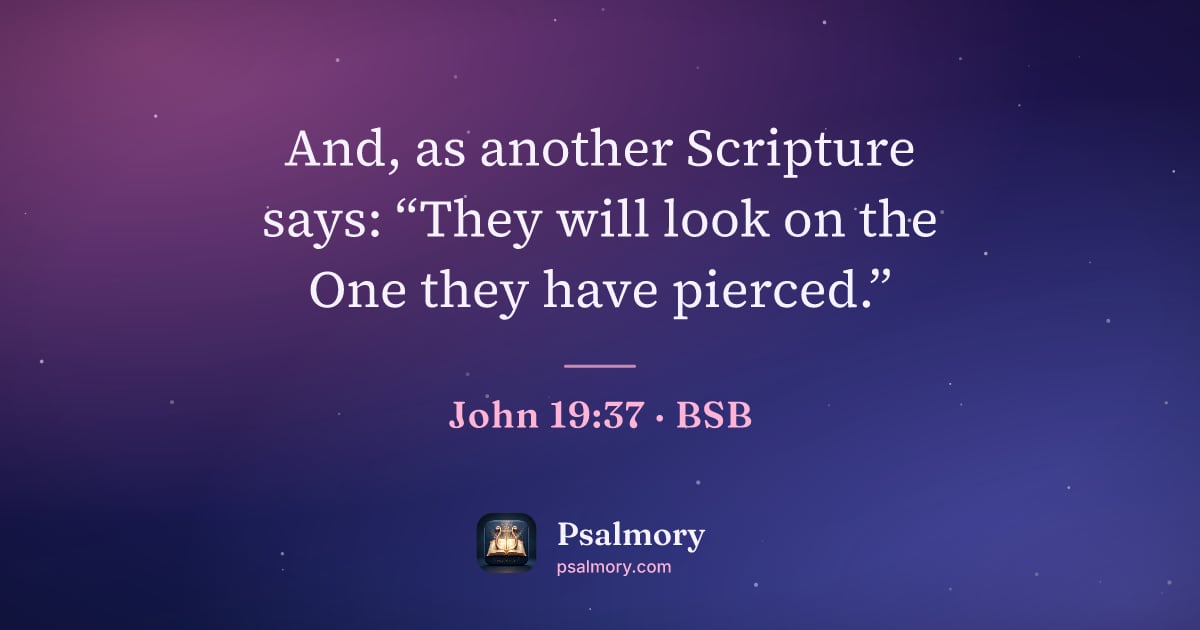 John 19:37 verse artwork: And, as another Scripture says: “They will look on the One they have pierced.”