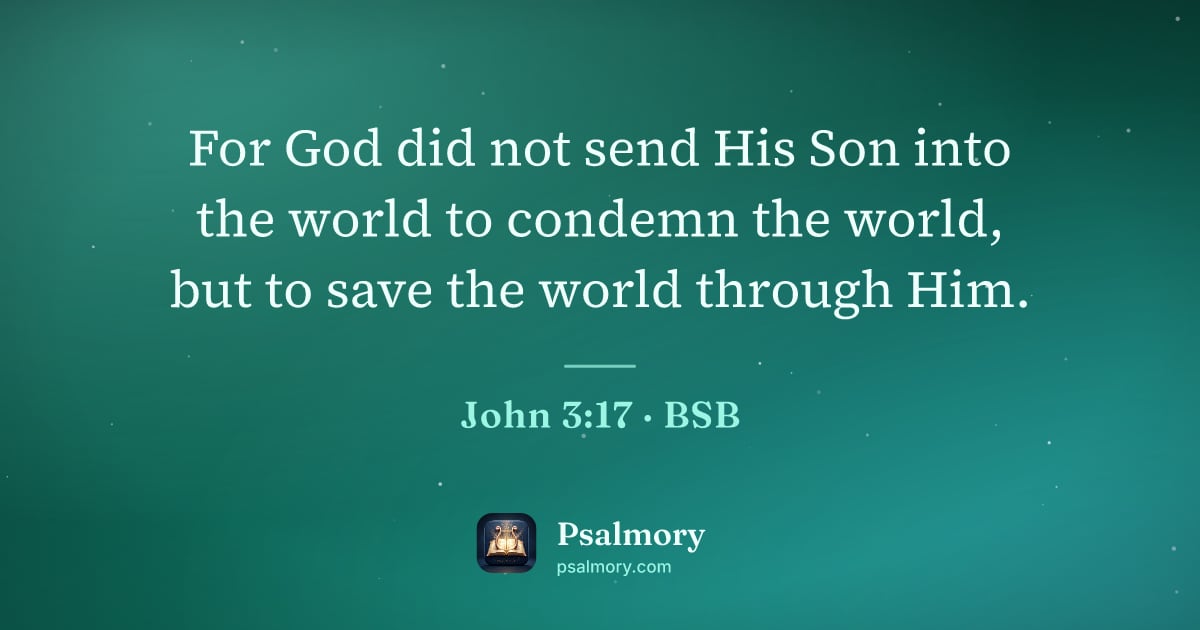 John 3:17 verse artwork: For God did not send His Son into the world to condemn the world, but to save the world…