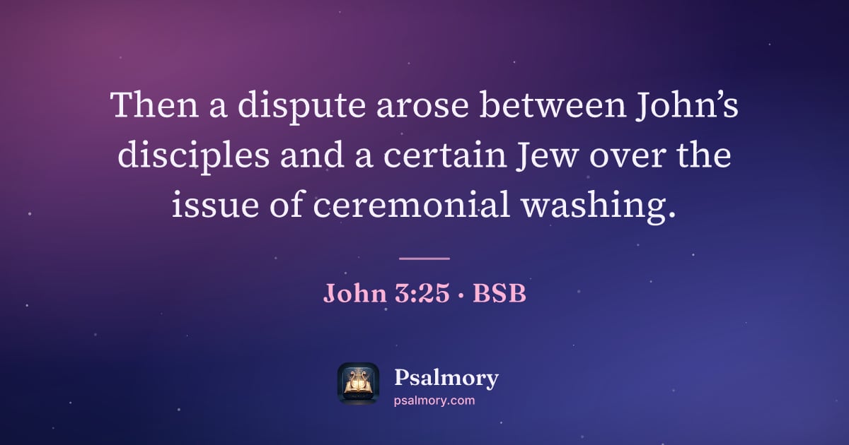 John 3:25 verse artwork: Then a dispute arose between John’s disciples and a certain Jew over the issue of…