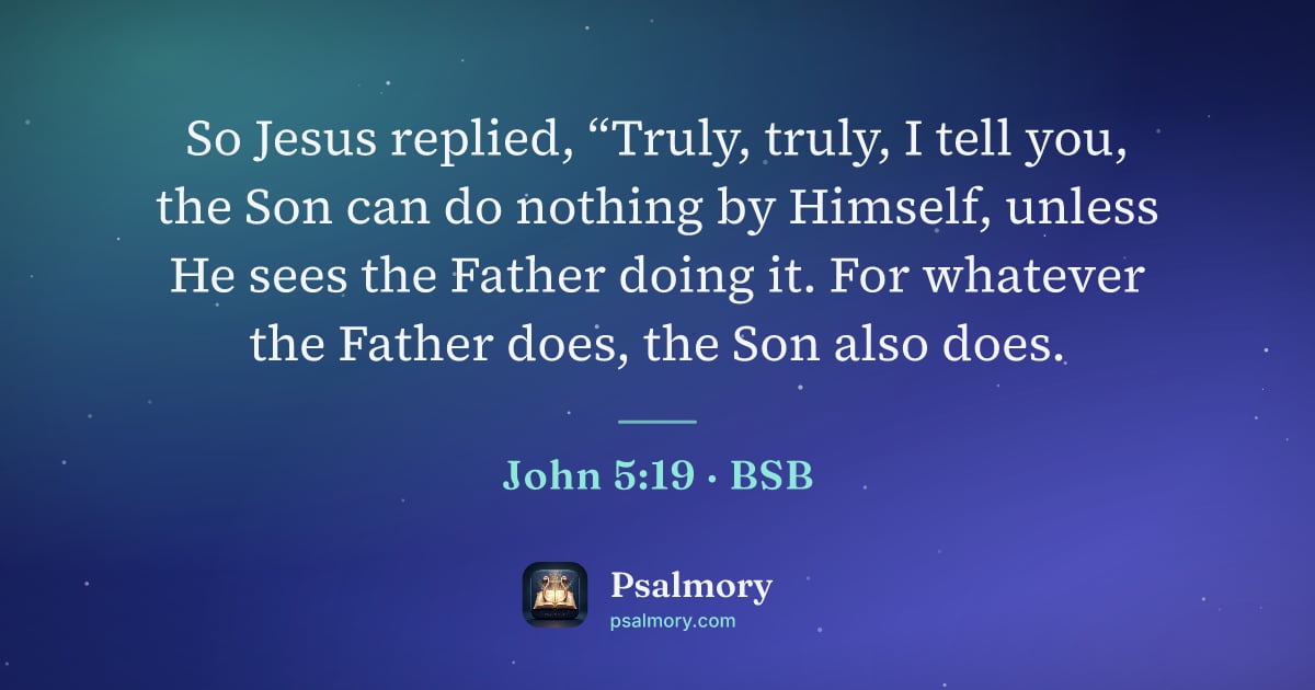 John 5:19 verse artwork: So Jesus replied, “Truly, truly, I tell you, the Son can do nothing by Himself, unless…