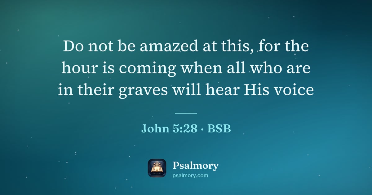 John 5:28 verse artwork: Do not be amazed at this, for the hour is coming when all who are in their graves will…
