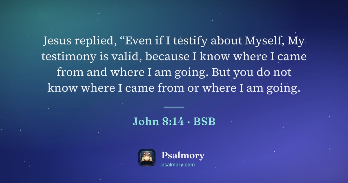 John 8:14 verse artwork: Jesus replied, “Even if I testify about Myself, My testimony is valid, because I know…