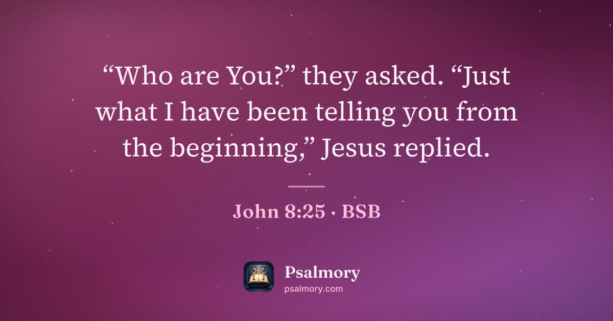 John 8:25 verse artwork: “Who are You?” they asked. “Just what I have been telling you from the beginning,” Jesus…