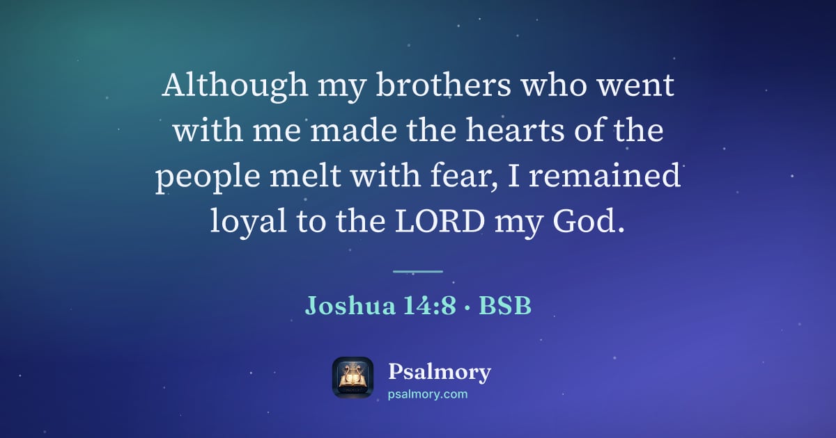 Joshua 14:8 verse artwork: Although my brothers who went with me made the hearts of the people melt with fear, I…