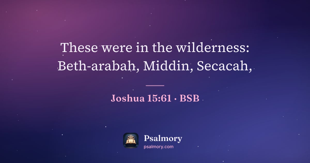 Joshua 15:61 verse artwork: These were in the wilderness: Beth-arabah, Middin, Secacah,