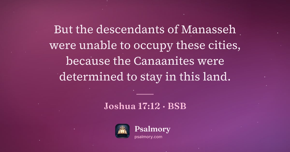 Joshua 17:12 verse artwork: But the descendants of Manasseh were unable to occupy these cities, because the…