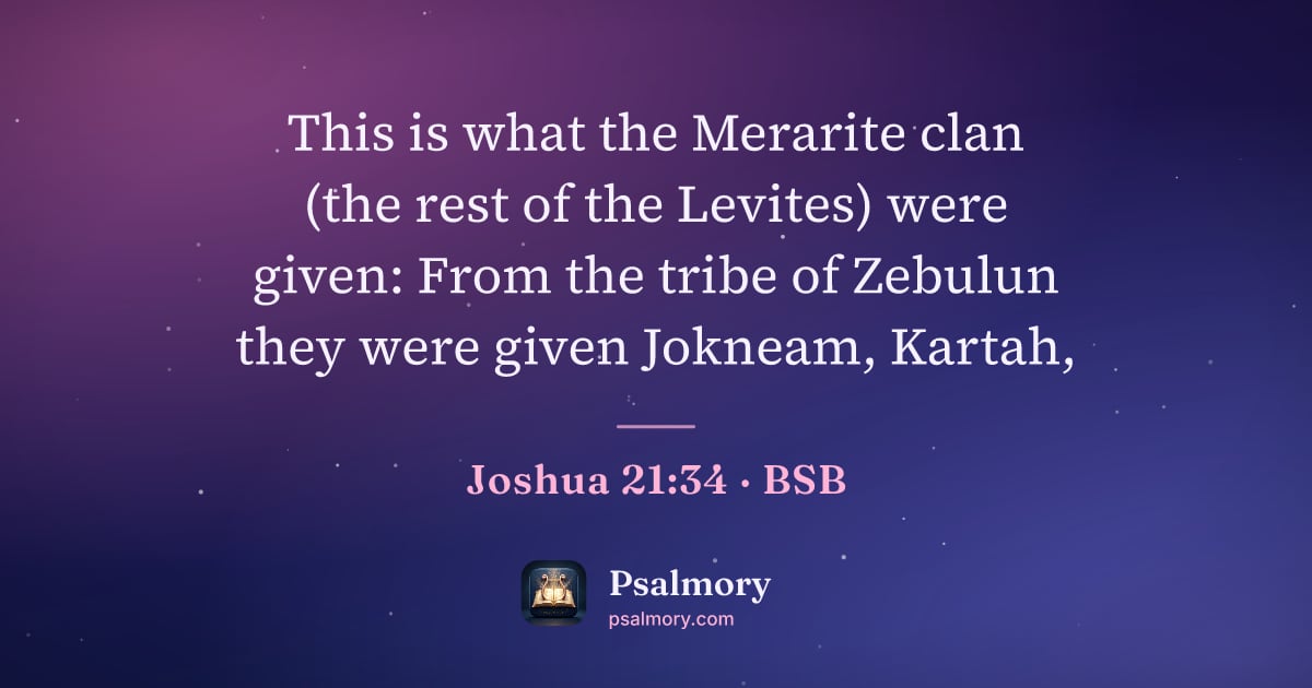 Joshua 21:34 verse artwork: This is what the Merarite clan (the rest of the Levites) were given: From the tribe of…