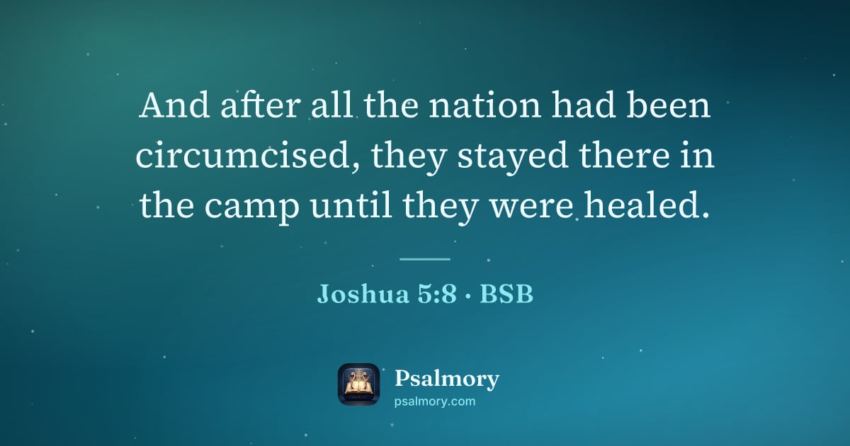 Joshua 5:8 verse artwork: And after all the nation had been circumcised, they stayed there in the camp until they…