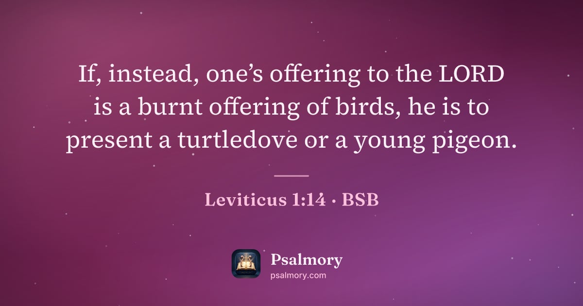 Leviticus 1:14 verse artwork: If, instead, one’s offering to the LORD is a burnt offering of birds, he is to present a…