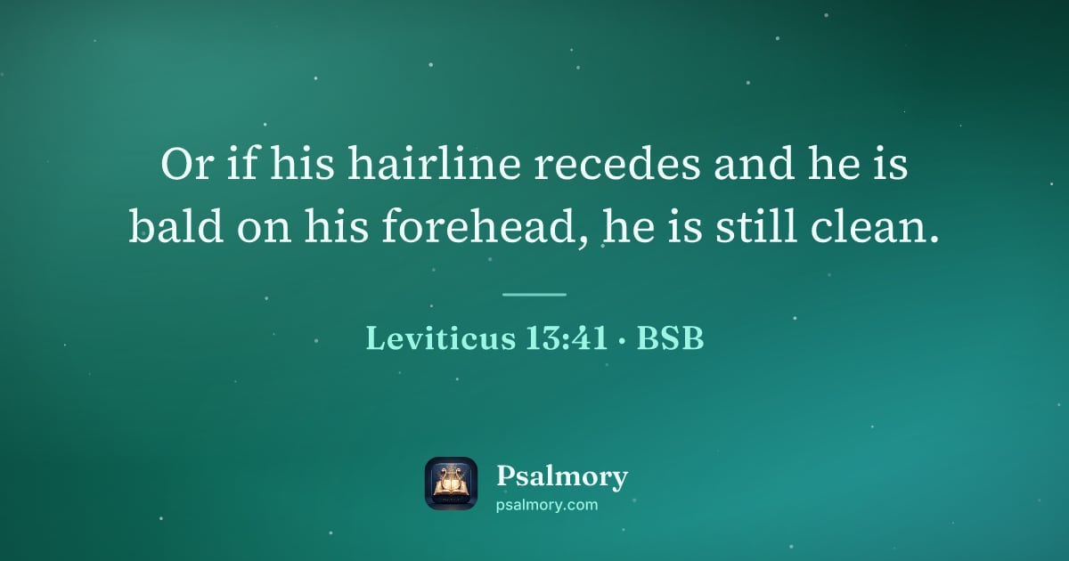 Leviticus 13:41 verse artwork: Or if his hairline recedes and he is bald on his forehead, he is still clean.