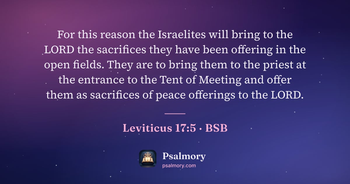 Leviticus 17:5 verse artwork: For this reason the Israelites will bring to the LORD the sacrifices they have been…