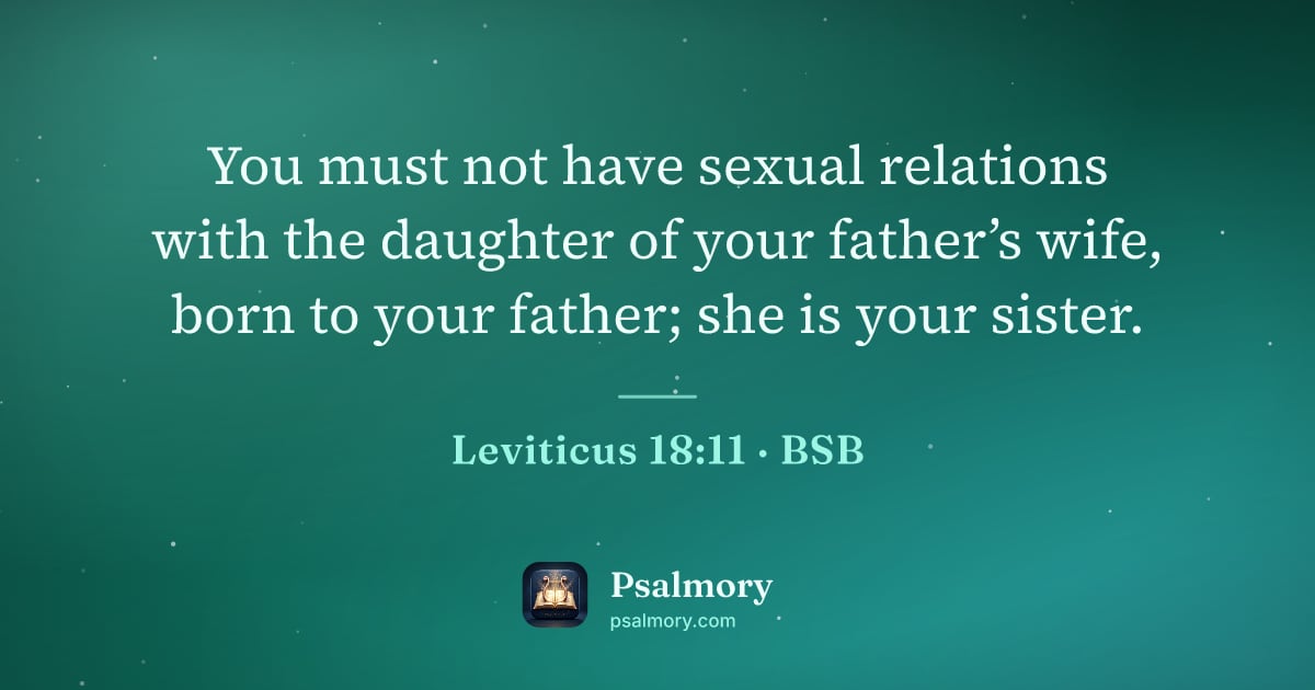 Leviticus 18:11 verse artwork: You must not have sexual relations with the daughter of your father’s wife, born to your…