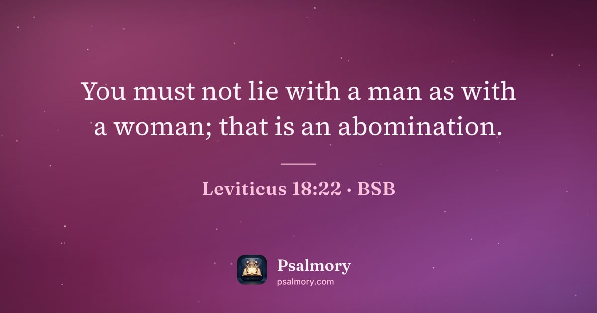 Leviticus 18:22 verse artwork: You must not lie with a man as with a woman; that is an abomination.